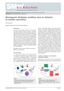 Monogenic diabetes mellitus due to defects in insulin secretion