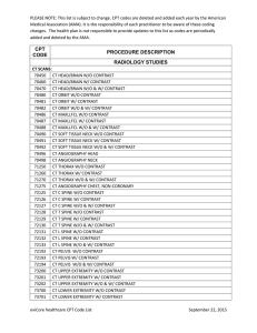 Radiology CPT code list