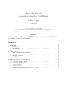 Higher algebra and topological quantum field theory