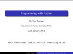 Programming with Python - User Web Areas at the University of York