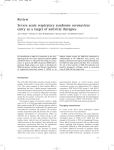 Review Severe acute respiratory syndrome coronavirus entry as a