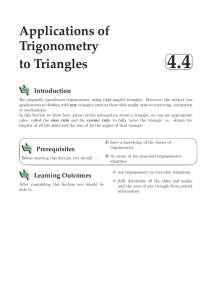 Applications of Trigonometry to Triangles