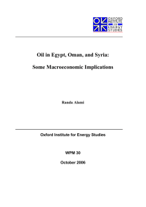 Oil in Egypt, Oman, and Syria, some macroeconomic implications