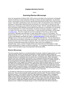 Imaging Laboratory Exercise Scanning Electron Microscope