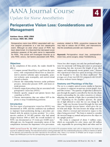 Perioperative Vision Loss: Considerations and Management