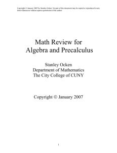 Math Review for Algebra and Precalculus