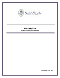 Biosafety Plan - The University of Scranton