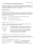 1.2 Linear Equations and Rational Equations