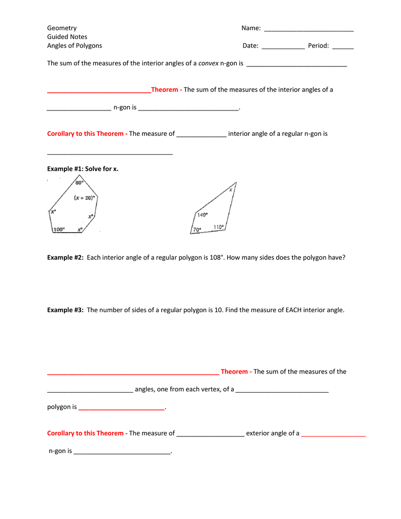 Guided Notes Angles Of Polygons