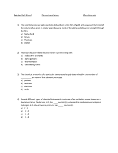 Salesian High School Elements and atoms Chemistry quiz The