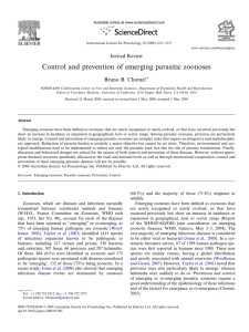 Control and prevention of emerging parasitic zoonoses