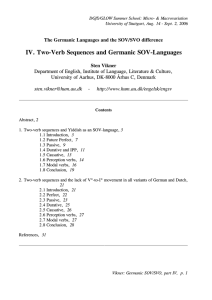 IV. Two-Verb Sequences and Germanic SOV