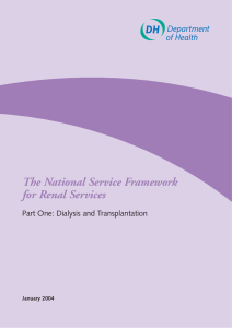 NSF Renal Services Part One: Dialysis and Transplantation
