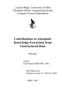 Contributions to Automatic Knowledge Extraction from Unstructured