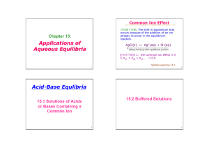 Applications of Aqueous Equilibria Acid