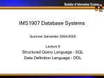 IMS1907 Database Systems - Information Management and Systems