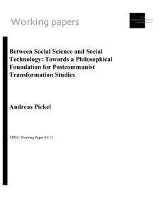 Andreas Pickel, Between Social Science and Social Technology
