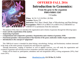 Introduction to Genomics - Department of Microbiology and Plant