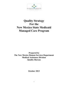 Quality Strategy For the New Mexico State Medicaid Managed Care
