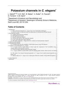 Potassium channels in C. elegans