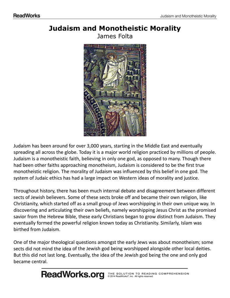 Judaism And Monotheistic Morality - 