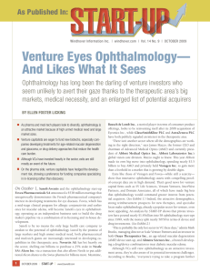 Venture Eyes Ophthalmology— And Likes What It Sees