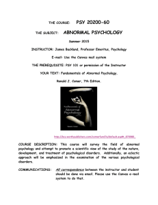 Abnormal Psychology PSY 2020060 Backlund