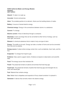 Page 1 of 3 FOSS California Matter and Energy Module Glossary