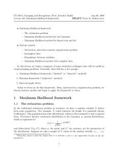 1 Maximum likelihood framework