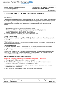 Clinical Biochemistry Department GLUCAGON STIMULATION TEST