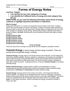 4.1 Forms of Energy Assignment