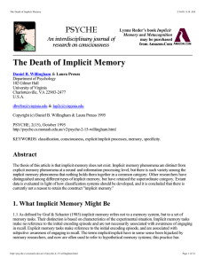 The Death of Implicit Memory