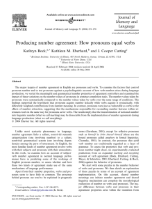 Producing number agreement: How pronouns equal verbs