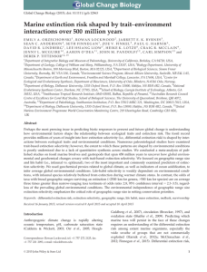 Marine extinction risk shaped by trait–environment