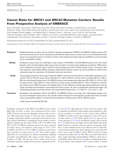 cancer risks for BRCA1 and BRCA2 Mutation carriers: results From