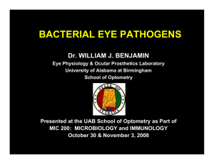 bacterial eye pathogens - UAB School of Optometry