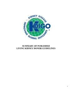 summary of published living kidney donor guidelines