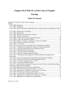 Chapter 30 of Title 54.1 of the Code of Virginia