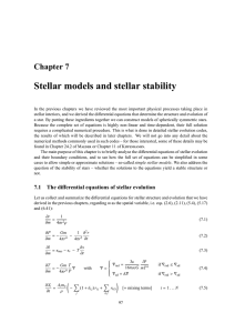 Chapter 7 Stellar models and stellar stability