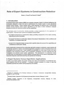 Role of Expert Systems in Construction Roboticsl