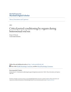 Critical period conditioning by orgasm during heterosexual oral sex