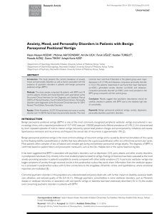 Anxiety, Mood, and Personality Disorders in Patients with Benign