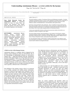 Understanding Autoimmune Disease – a review article for the layman