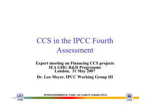 The Role of CCS as a Mitigation Option within the IPCC