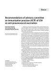 Recommendations of advisory committee on immunization practices