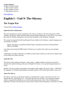 English I – Unit 9: The Odyssey The Trojan War