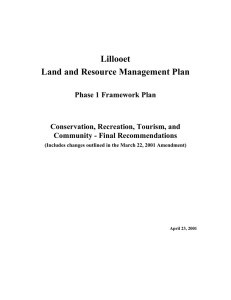 Lillooet LRMP - Ministry of Forests, Lands and Natural Resource