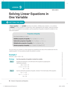 solving Linear equations in One Variable
