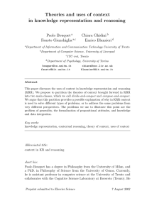 Theories and uses of context in knowledge representation and