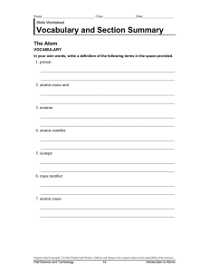 Vocabulary and Section Summary